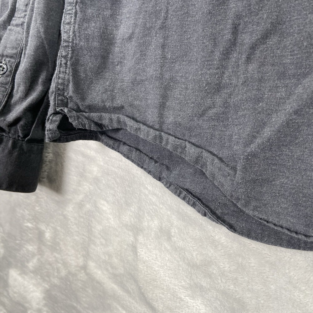Reiss Shirt men's Large Button Up Dark Gray Faded Casual Cotton Flap Pockets - Picture 11 of 12